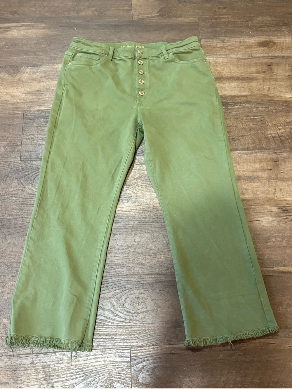 Women’s Michael Kors Olive Green Crop Flare Jeans Size 14